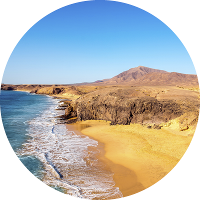 Papagayo beach near Las Coloradas resort on the south of Lanzarote island in Spain