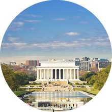 Lincoln memorial and pool in Washington DC, USA