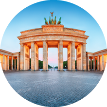 Brandenburger Tor (Brandenburg Gate) panorama, famous landmark in Berlin Germany at night