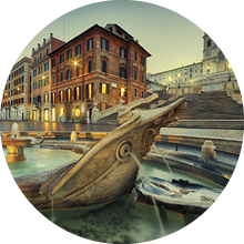 The Fontana della Barcaccia is a Baroque-style fountain found at the foot of the Spanish Steps in Rome's Spanish Square