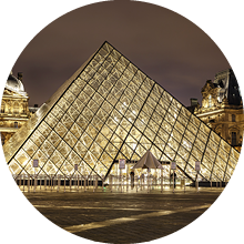 Paris, France 26.11.2019: Louvre Museum at night