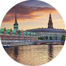 Image of Copenhagen, Denmark during beautiful sunset.