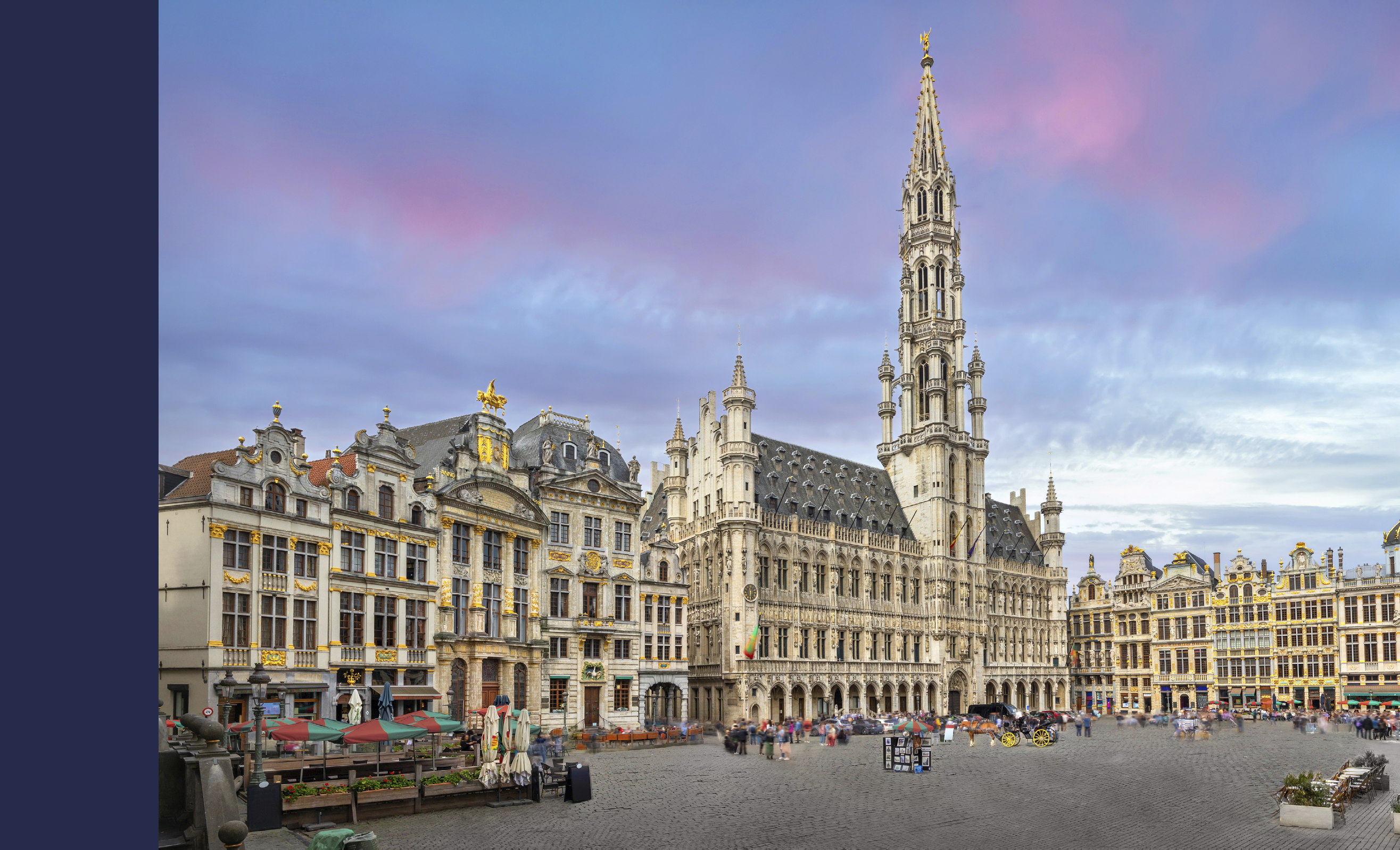 Brussels, Belgium. Panoramic view of Grand Place (Grote Markt) square with gothic City Hall