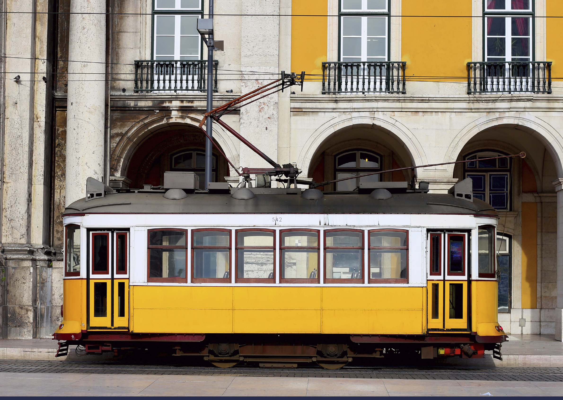 Typical yellow tram of Lisbon, Portugal