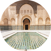 “The Ali Ben Youssef Madrassa in Marrakech, Morocco, North Africa."