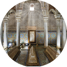 Exquisite tilework detail in Moroccan mausoleum