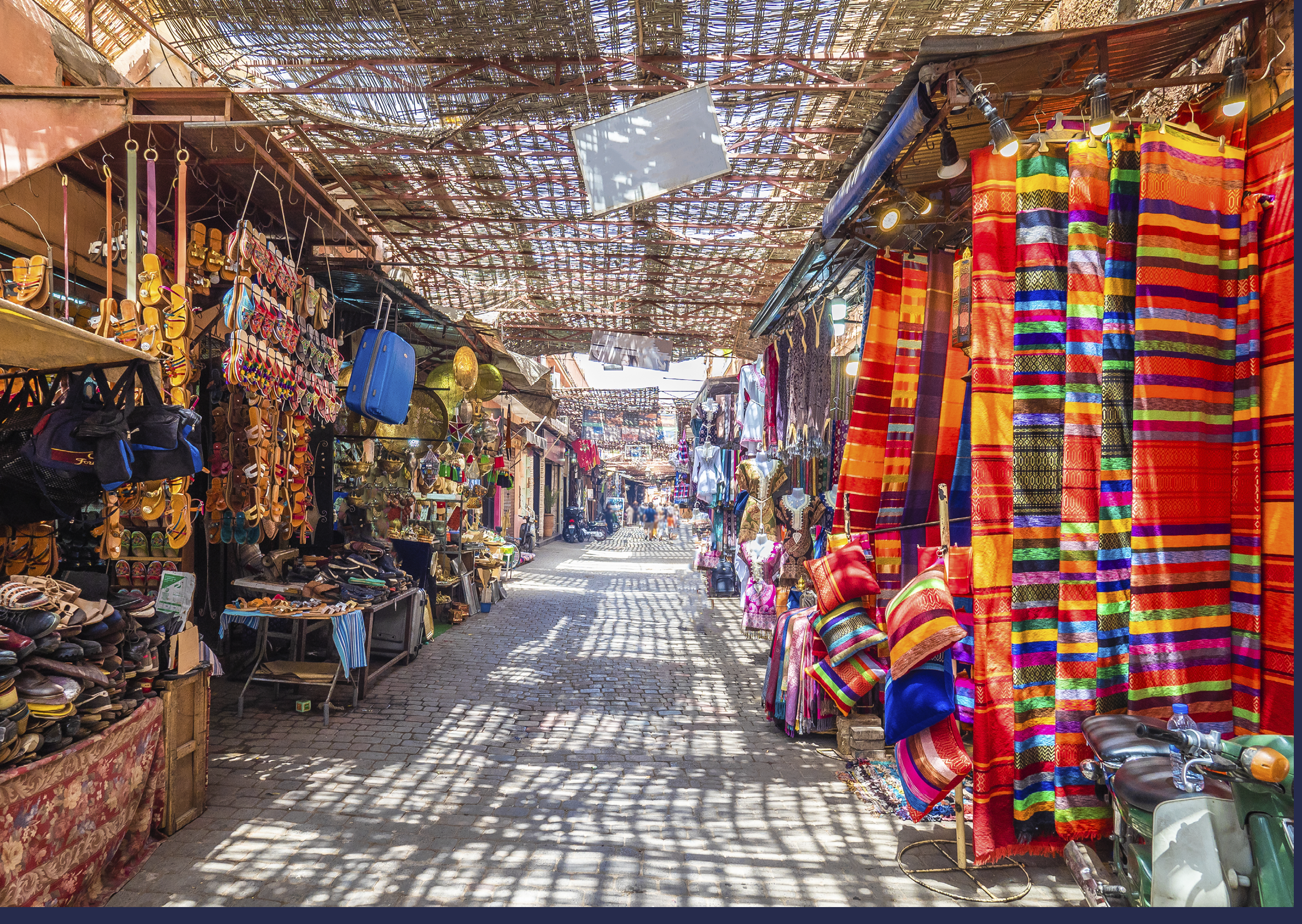 Souvenirs on the Jamaa el Fna market in old Medina, Marrakesh, Morocco