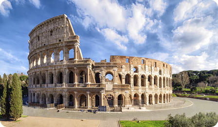 Colosseum in Rome without people in the morning, italy