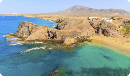 Turquoise ocean water on Papagayo beach, Lanzarote, Canary Islands, Spain
