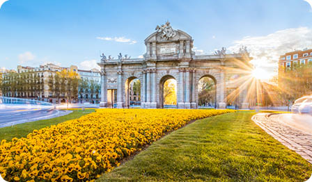 The Alcala Door (Puerta de Alcala) is a one of the ancient doors of the city of Madrid, Spain. It was the entrance of people coming from France, Aragon, and Catalunia. It is a landmark of the city.
