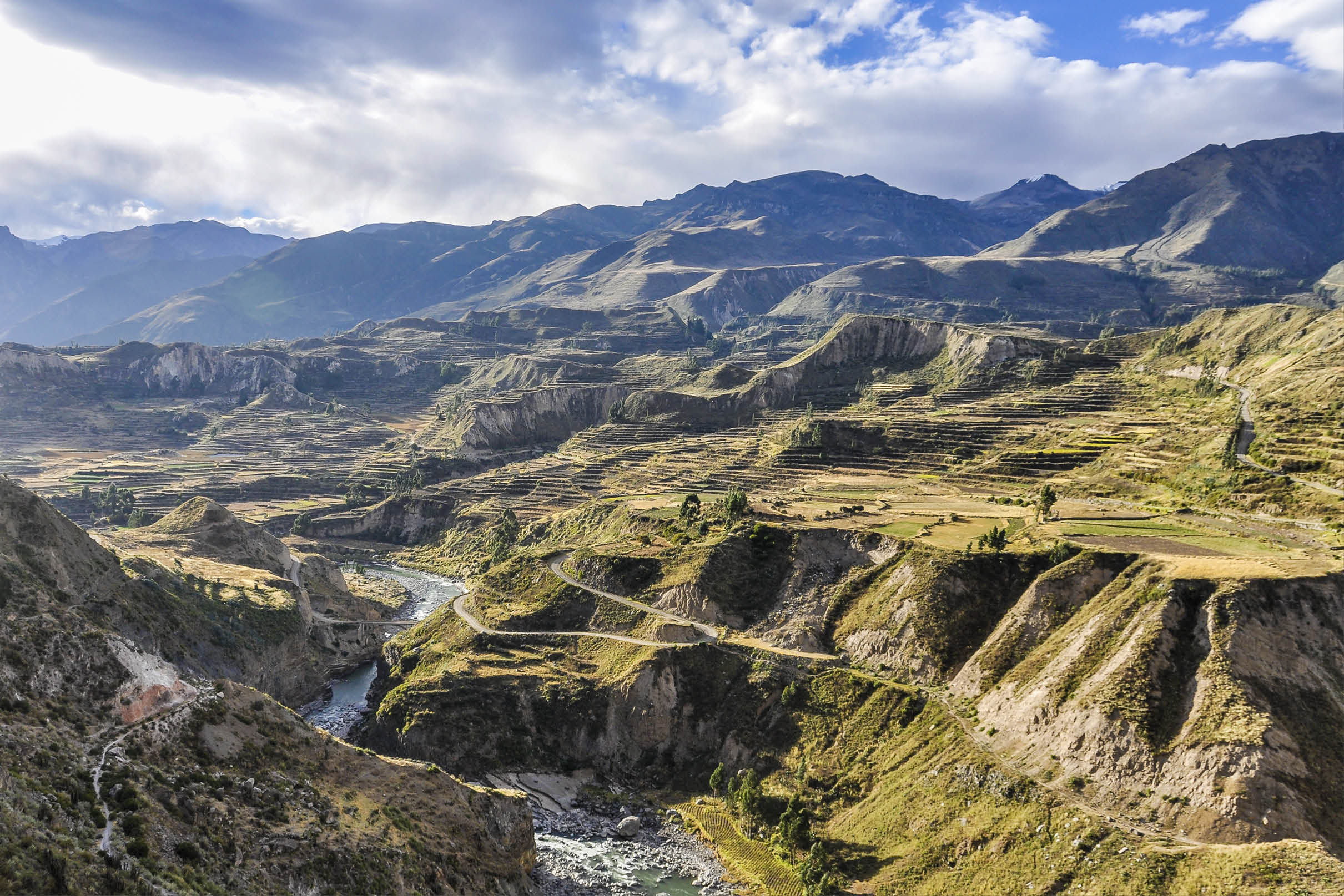 Panoramic view in the deep Colca Canyon, Peru