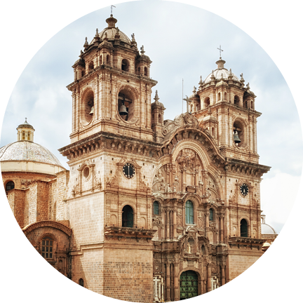 La Compania de Jesus at the Plaza de Armas. Soft retro effect with added grain.